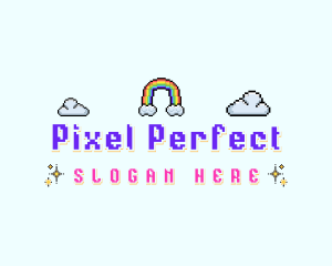 Pixelated Rainbow Sky logo design