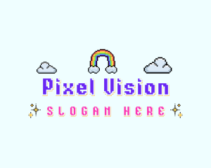 Pixelated Rainbow Sky logo design