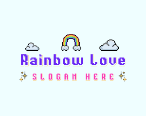 Pixelated Rainbow Sky logo design