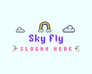 Pixelated Rainbow Sky logo design