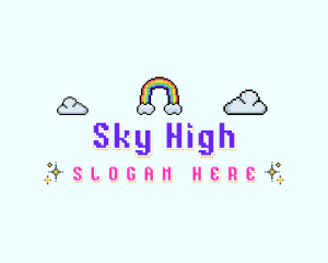 Pixelated Rainbow Sky logo design