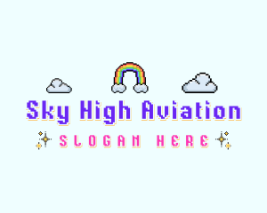 Pixelated Rainbow Sky logo design