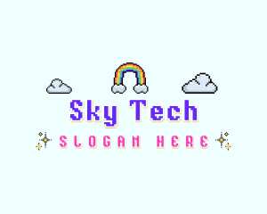 Pixelated Rainbow Sky logo design