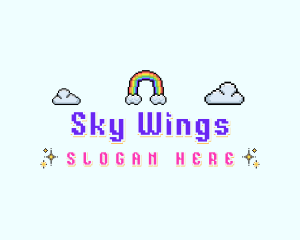 Pixelated Rainbow Sky logo design