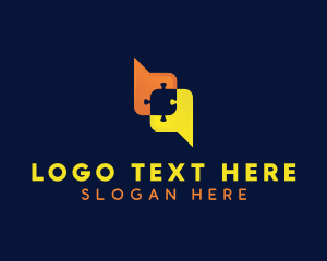 Jigsaw - Puzzle Chat Bubble logo design