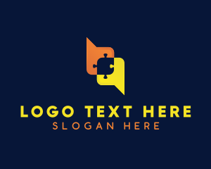 Puzzle Chat Bubble logo design