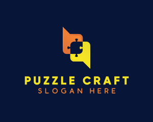 Puzzle Chat Bubble logo design