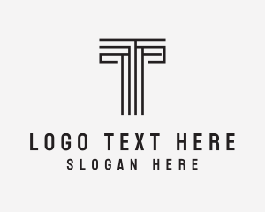 Modern Geometric Maze Letter T logo design