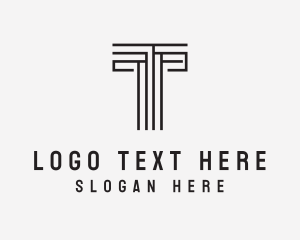 Lines - Modern Geometric Maze Letter T logo design