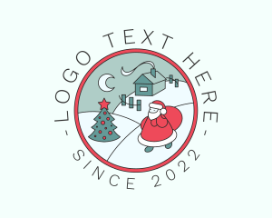 Sled - Winter Christmas Badge logo design
