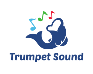 Trumpet - Musical Notes Fish logo design