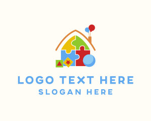Learning Center - Puzzle Toy House logo design