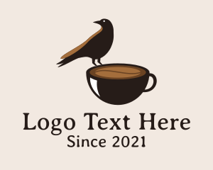 Cafe - Crow Coffee Cup logo design