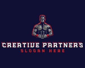 Athlete Muscle Man logo design