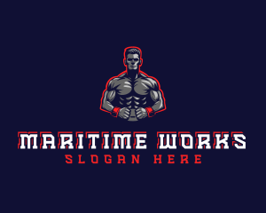 Athlete Muscle Man logo design