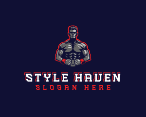 Athlete Muscle Man logo design