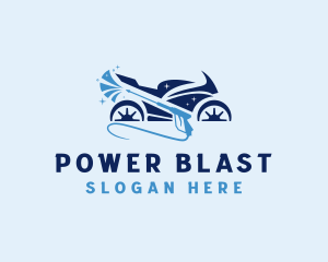 Motorcycle Power Washer Cleaning logo design