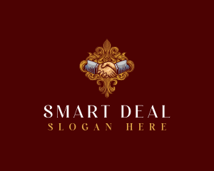 Deal - Royal Shake Hand Crest logo design