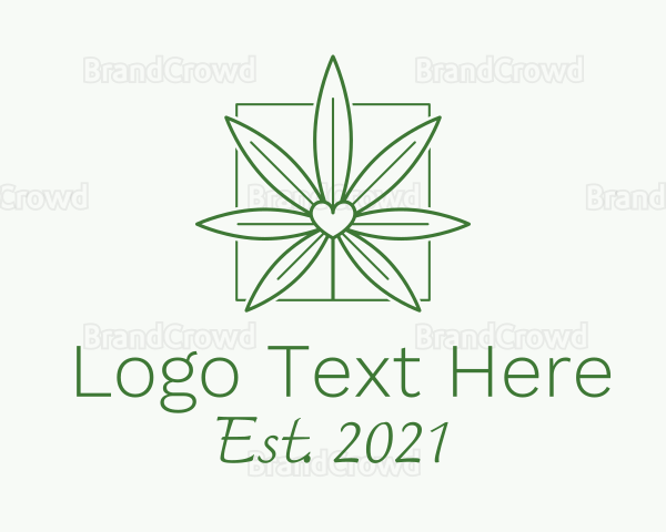 Heart Marijuana Leaf Logo