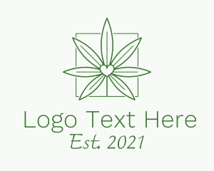 Hemp - Heart Marijuana Leaf logo design