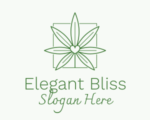 Heart Marijuana Leaf Logo
