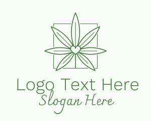 Heart Marijuana Leaf Logo