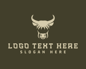 Green Cow - Wild Bull Horn logo design