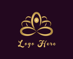 Zen - Gold Lotus Yoga logo design