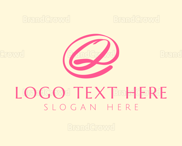 Pink Script Letter Q Logo