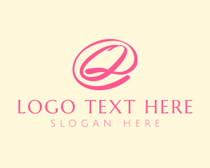 Pink Script Letter Q logo design