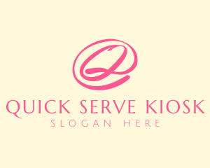 Pink Script Letter Q logo design