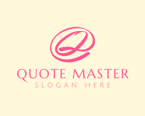 Pink Script Letter Q logo design