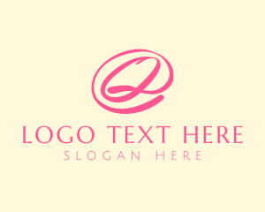 Pink - Pink Script Letter Q logo design