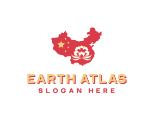 Geography - Lotus China Map logo design