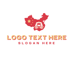 Star - Lotus China Map logo design