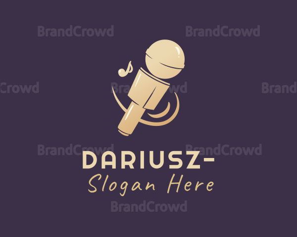 Gold Singing Microphone Logo