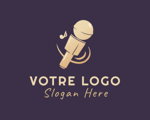 Gold Singing Microphone Logo