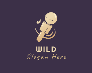 Gold Singing Microphone Logo