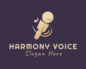 Singing - Gold Singing Microphone logo design