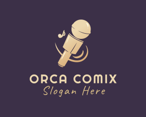 Singer - Gold Singing Microphone logo design