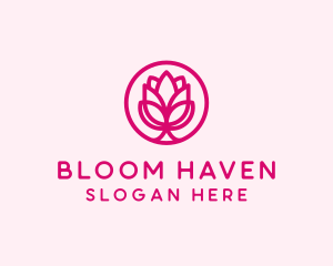 Pink Flower Bloom logo design