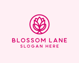 Pink Flower Bloom logo design