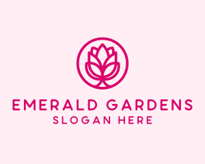 Pink Flower Bloom logo design