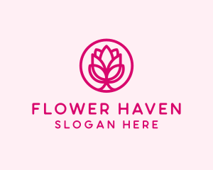 Pink Flower Bloom logo design