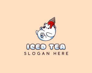 Bear Ice Cream Cartoon logo design