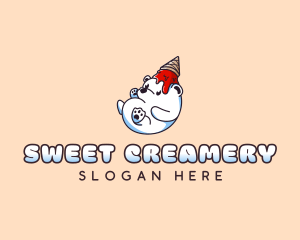 Bear Ice Cream Cartoon logo design