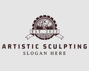 Sculpting - Forest Wood Lumber Badge logo design