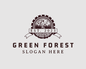 Forest Wood Lumber Badge logo design