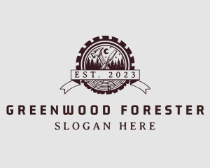 Forest Wood Lumber Badge logo design