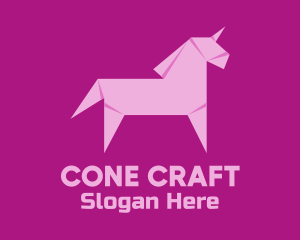 Pink Unicorn Origami logo design